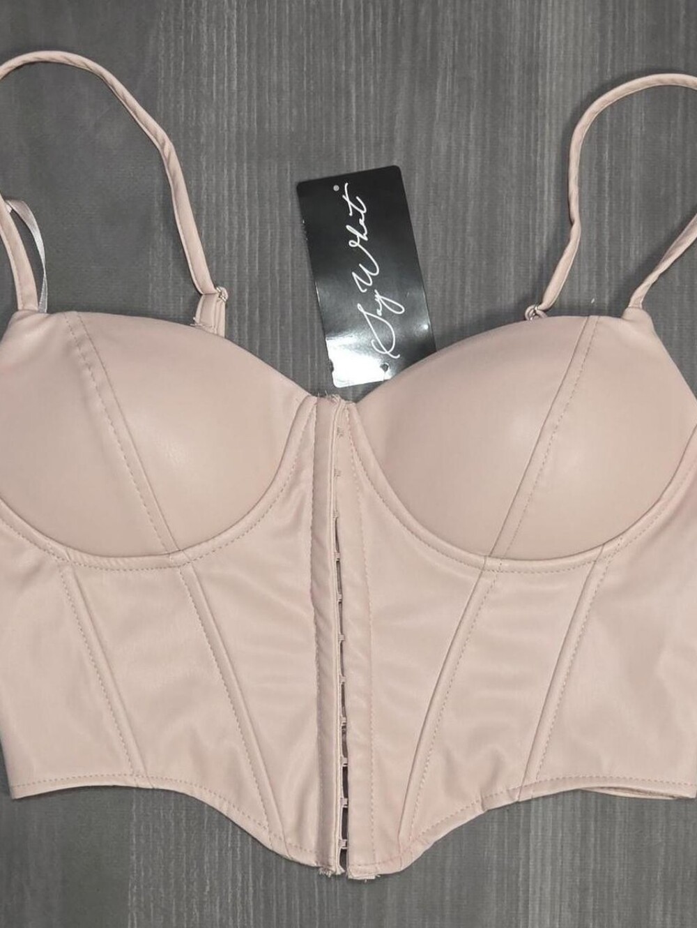 Say What? Women's Blush Pink Faux Leather Corset Size Medium